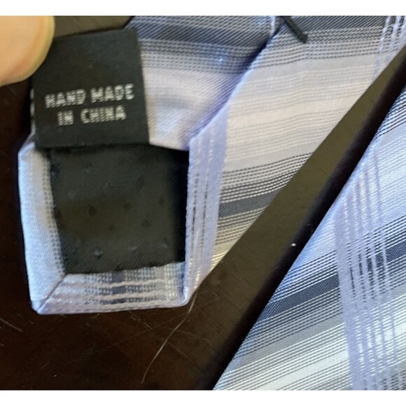 Joseph & Feiss International Mens 100% Silk Tie Silver Grey Lavendar Diagonal - Picture 5 of 5